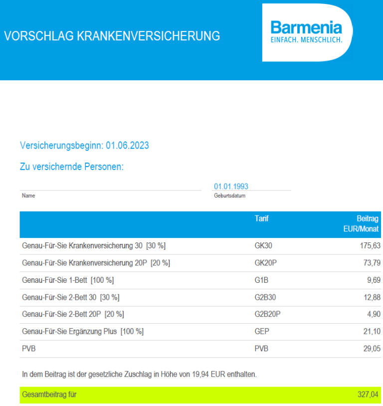 Barmenia Neue PKV Beamtentarife Genau-Für-Sie - PKV BU AV Blog